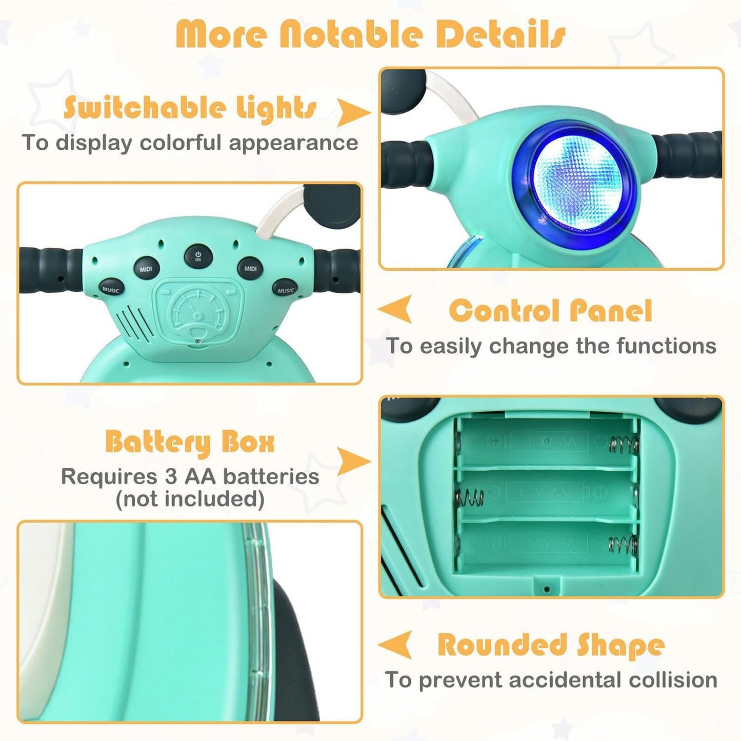 BABY TINY STEPS FUNCTIONAL WALKER WITH LIGHTS, SOUNDS