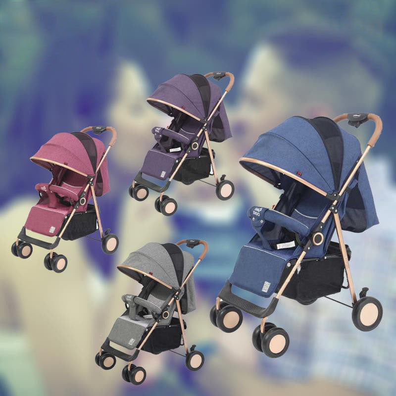 HAPPY FOLDABLE BABY STROLLER WITH FOUR WHEELS SHOCK ABSORBER