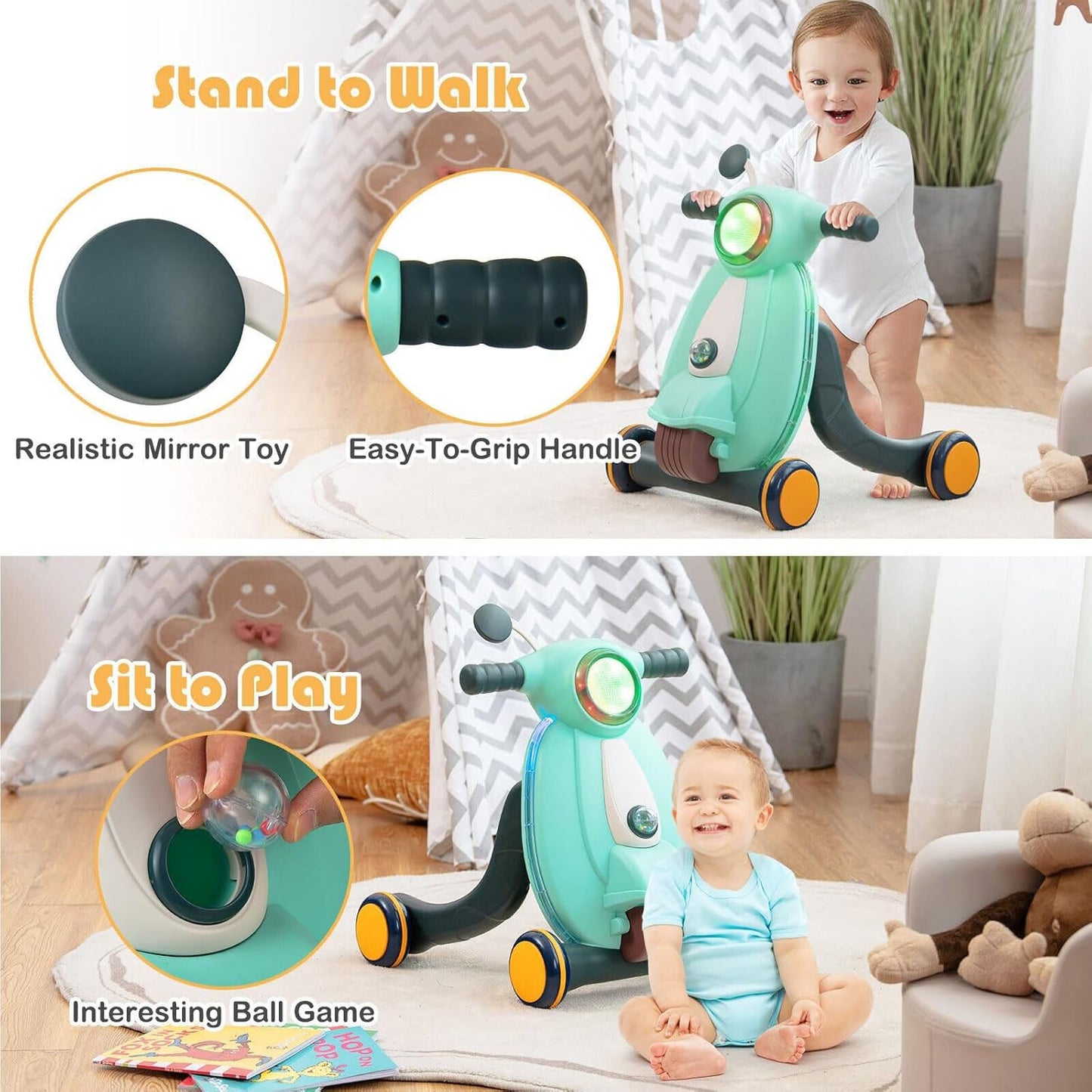 BABY TINY STEPS FUNCTIONAL WALKER WITH LIGHTS, SOUNDS
