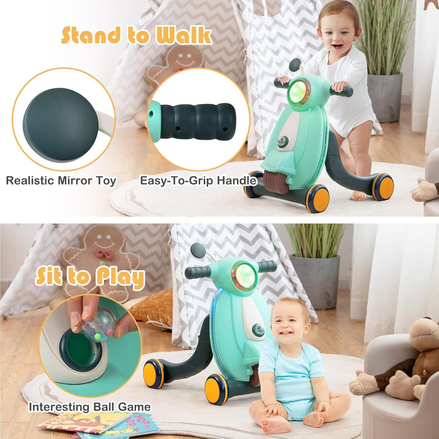 BABY TINY STEPS FUNCTIONAL WALKER WITH LIGHTS, SOUNDS