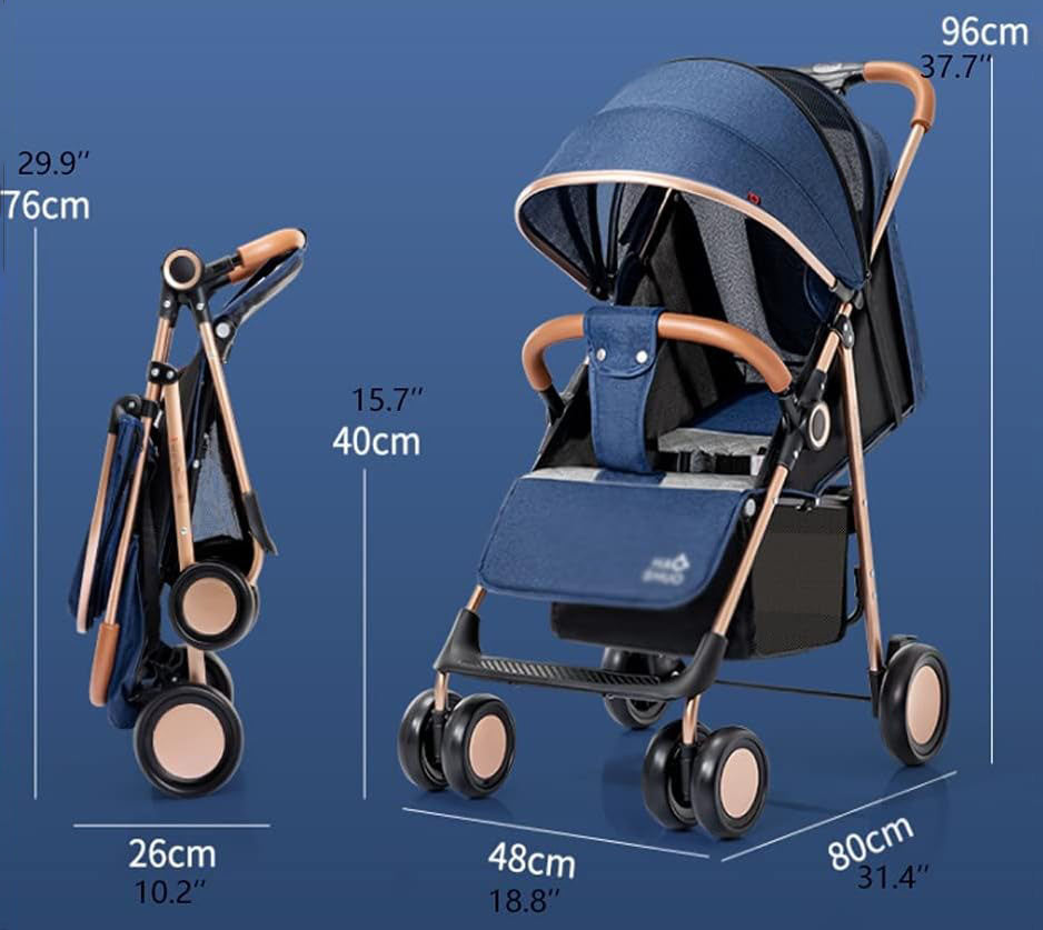 HAPPY FOLDABLE BABY STROLLER WITH FOUR WHEELS SHOCK ABSORBER