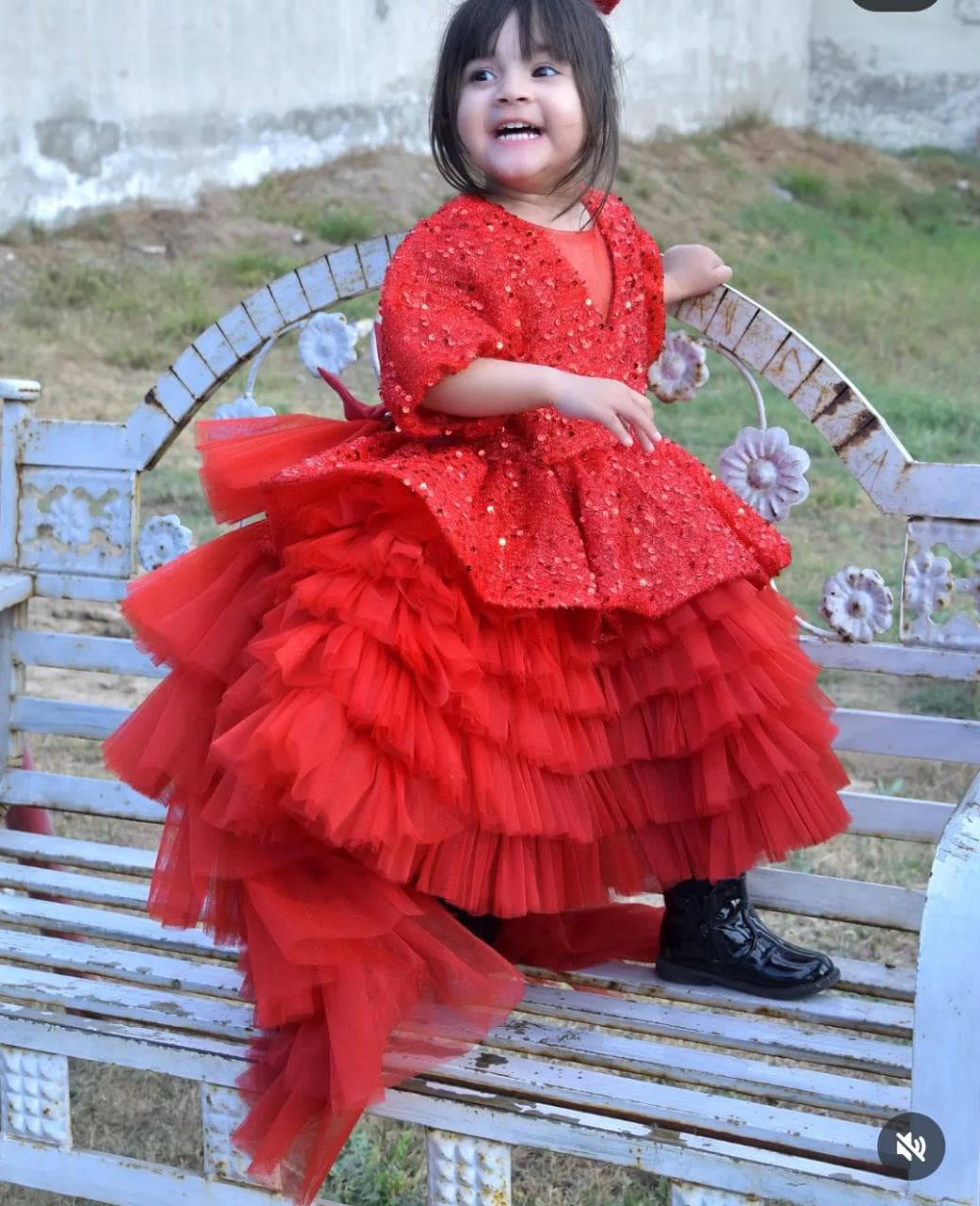 Red Monlight Sequence and Net Tail Frock