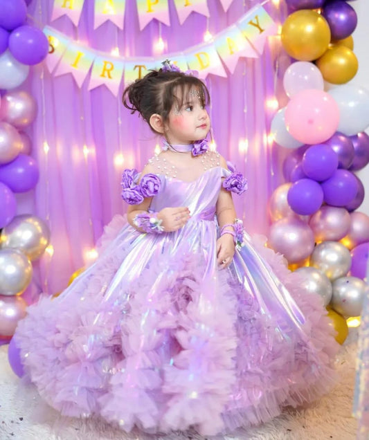 Seraphina Lavender Blossom Luxury Iridescent Gala Gown frock