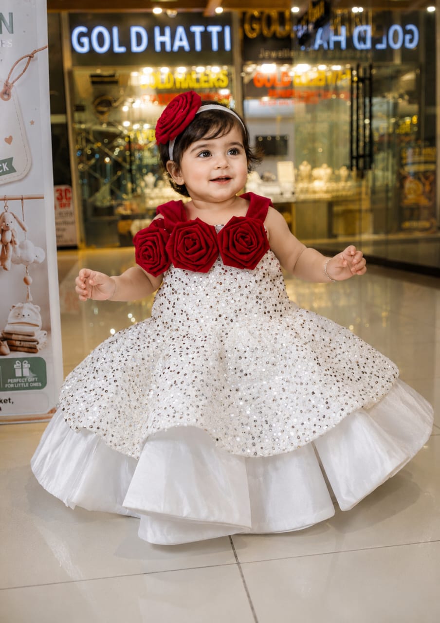 Elegant Rose Detail Princess Dress