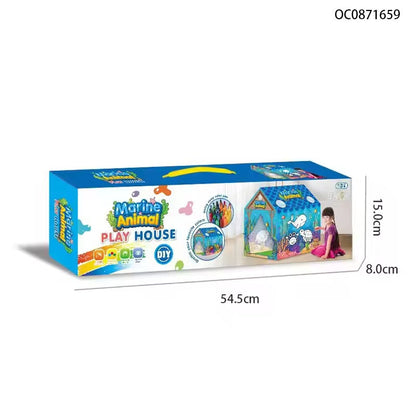Portable Folding Marine Animals Coloring Tent With Color Painting