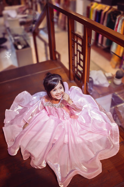 Baby Pink Soft slik Barbi Frock