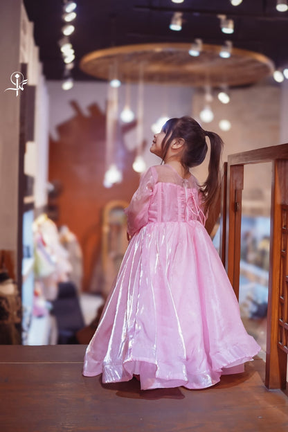 Baby Pink Soft slik Barbi Frock