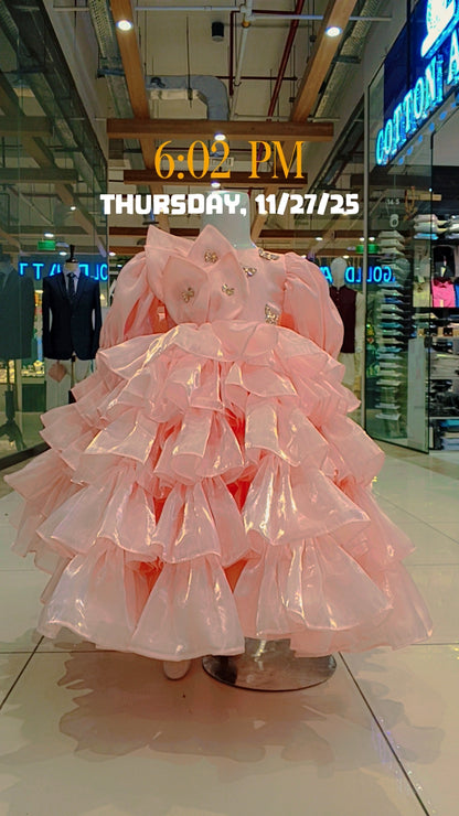 Baby Pink Soft slik Barbi Frock