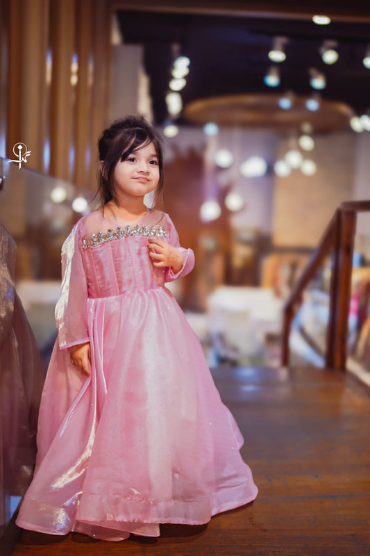 Baby Pink Soft slik Barbi Frock