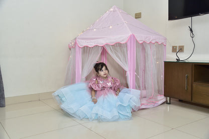 Unique Pink & sky Barbi Frock